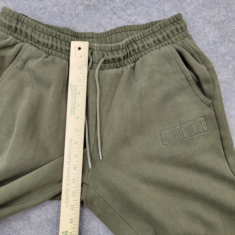 Puma Sweatpants Mens Large Green Fleece Joggers Elastic Waist‎ Pockets Logo